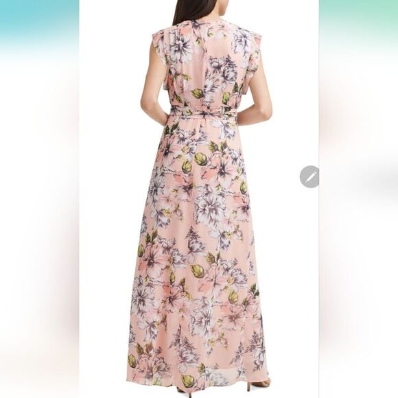 Eliza J Peach floral high low ruffle dress - Picture 2 of 5